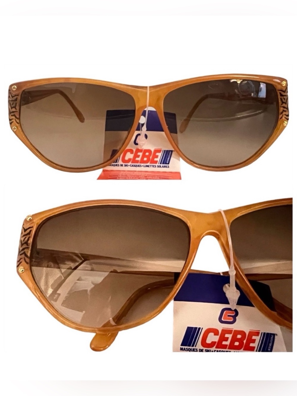 1990’s CEBE France Angular Sunglasses Mod 931,‎ Brown & Black, Unisex andNWT